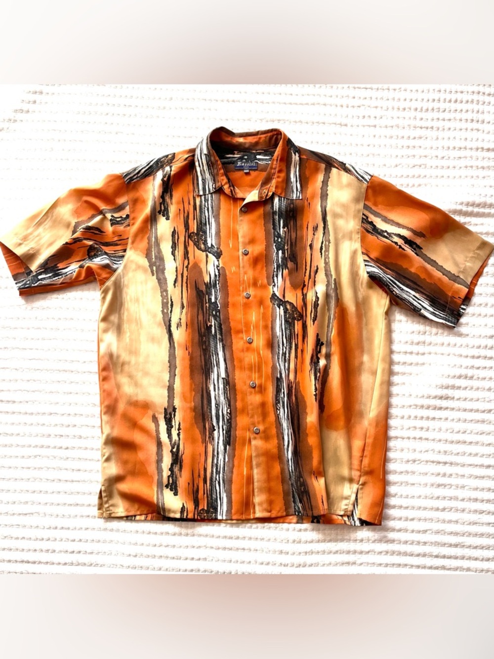 Bassiri Uomo Abstract Print Button Up Shirt 3XL Short Sleeve Retro Vintage